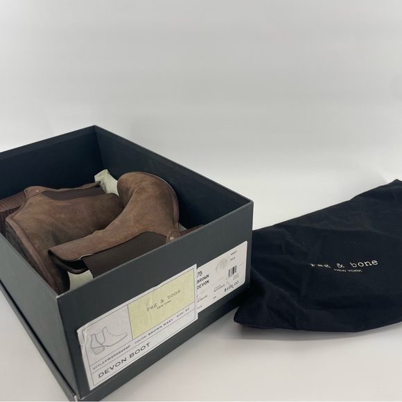 Rag & Bone Brown Suede Chelsea Boots with Heel - Size 7 - Picture 2 of 8